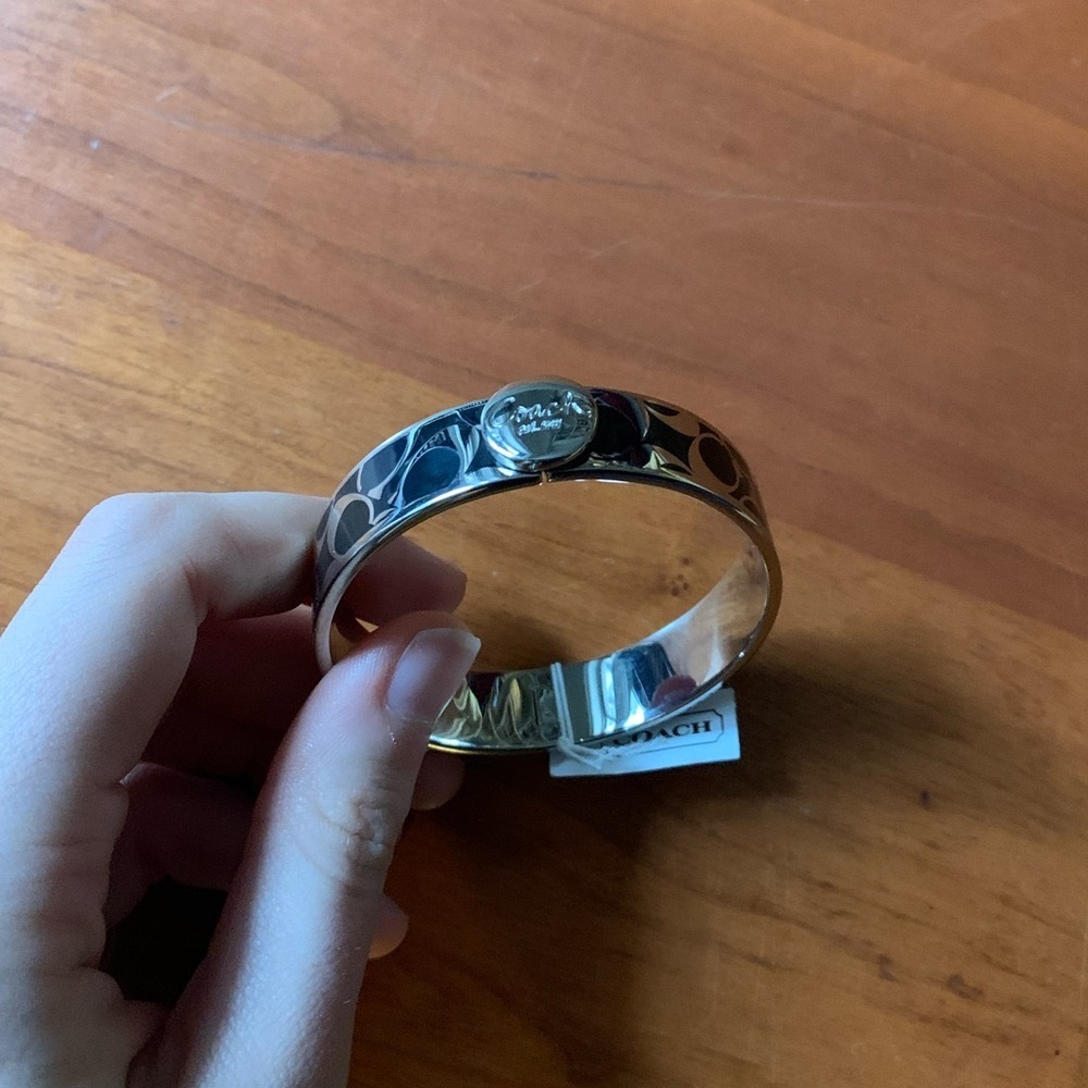 Coach Hinge Bangle - A Classic Bracelet! Never Worn. Enamel black and silver.